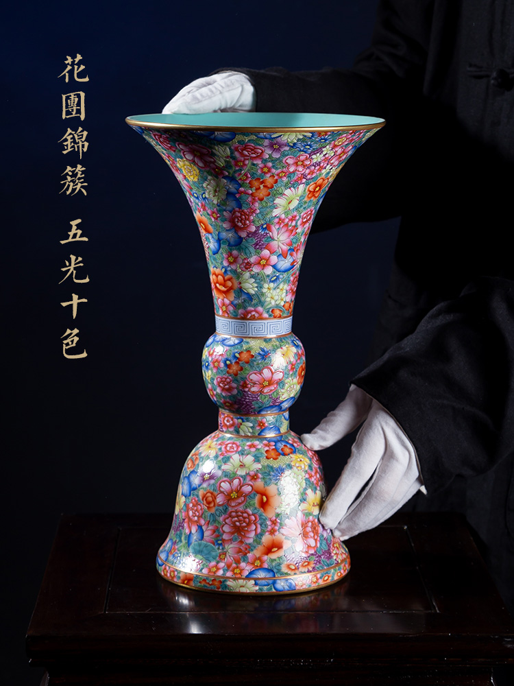 Jia lage jingdezhen ceramic vase YangShiQi up qianlong pastel flower flower vase with Chinese porcelain furnishing articles