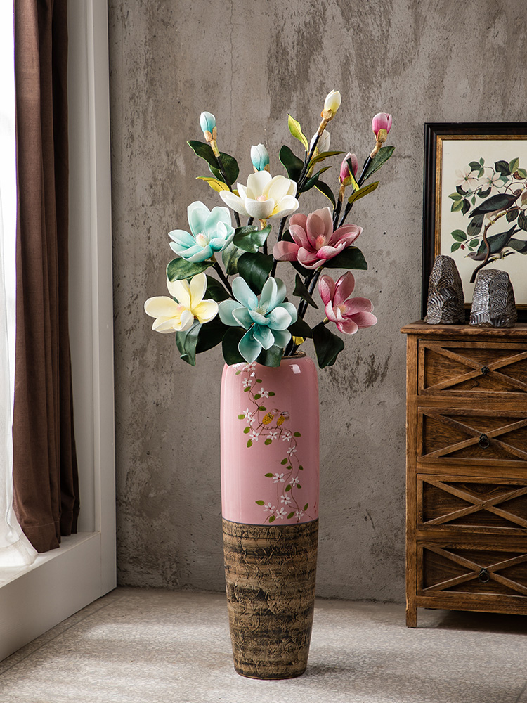 Gagarin landing simulation flower vases, ceramic large birds and flowers pink suit I and contracted sitting room adornment is placed