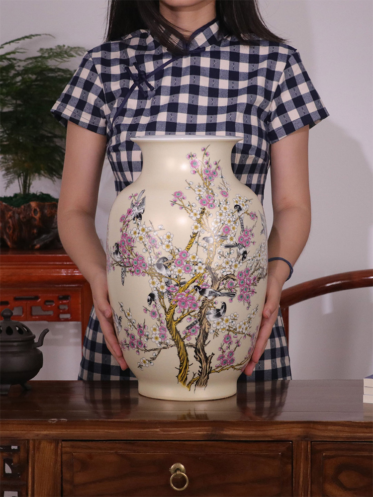 Jingdezhen ceramic vase furnishing articles landing a large golden gourd vases flower arrangement in modern Chinese style household ornaments