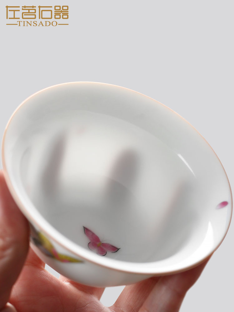 ZuoMing right ware jingdezhen only three tureen pastel them a single thin body small tea tea bowl with cover cups