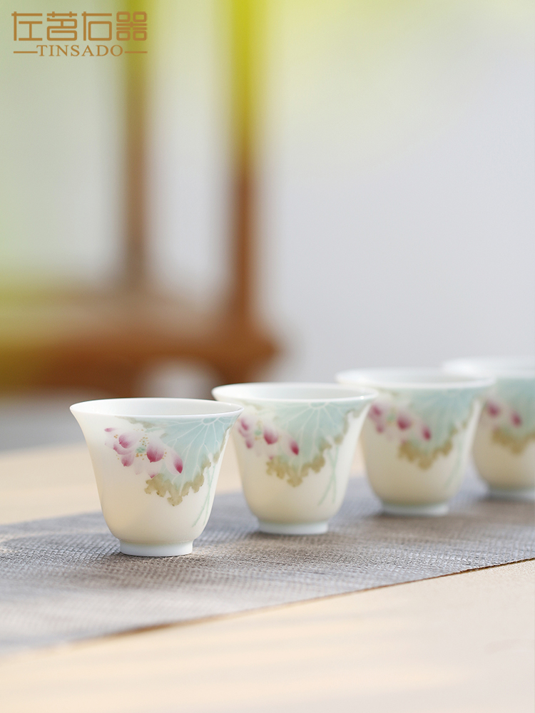 ZuoMing ware jingdezhen tea set porcelain teacup thin foetus right sample tea cup tea master of kung fu tea cup single single CPU