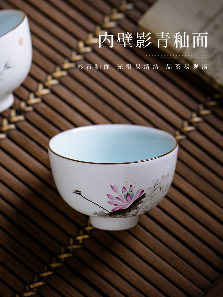 Hand draw pastel sample tea cup jingdezhen ceramic cups kung fu tea master cup celadon small single CPU