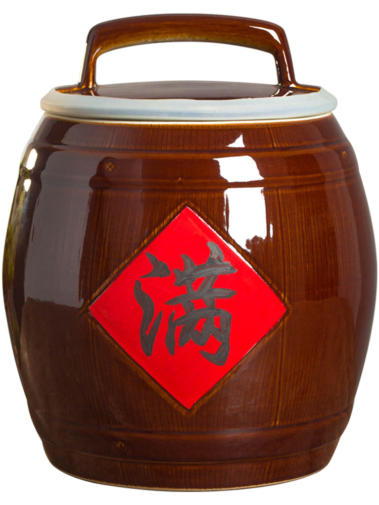 Jingdezhen ceramic barrel with cover home 10 jins 20 to 30 jins flour barrels of copy annatto old seal pot