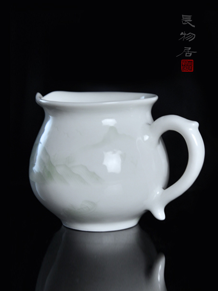 Offered home - cooked at fair taste shadow blue glaze blue white porcelain cup and cup dark moment landscape of jingdezhen ceramic tea set by hand