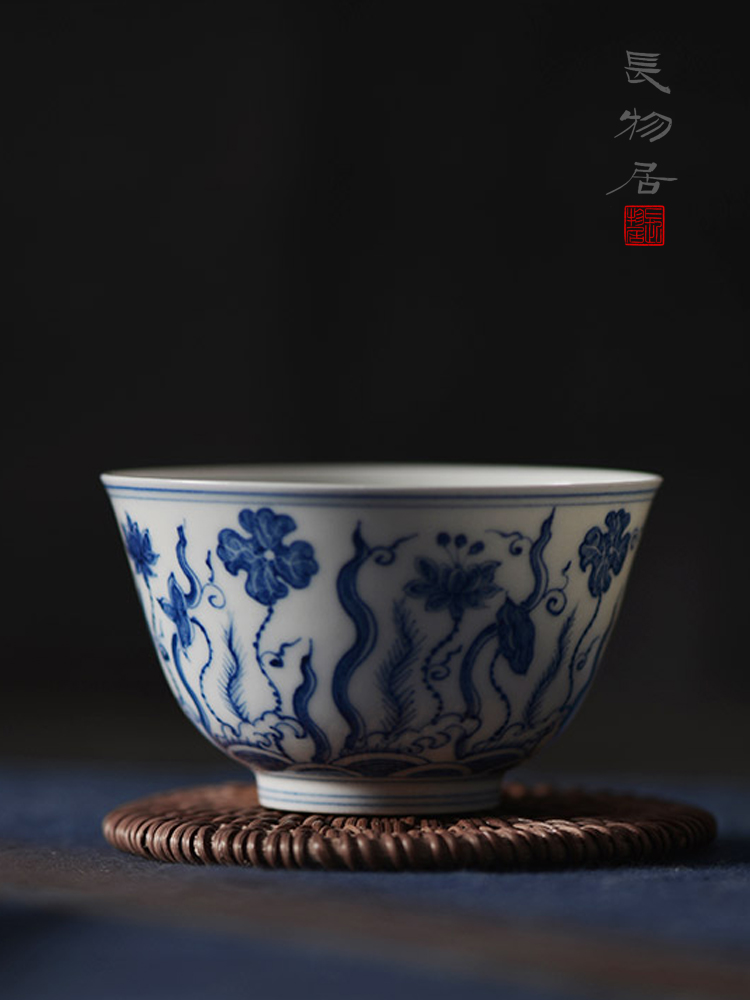 Offered home - cooked in imitation of chenghua hand - made green Hualien pool sample tea cup of jingdezhen ceramic tea cup, master cup by hand