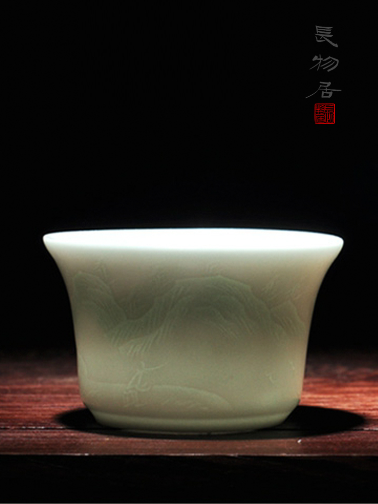 Offered home - cooked manual shadow blue glaze kung fu tea cups in jingdezhen ceramic cup tea cups sample tea cup, single CPU