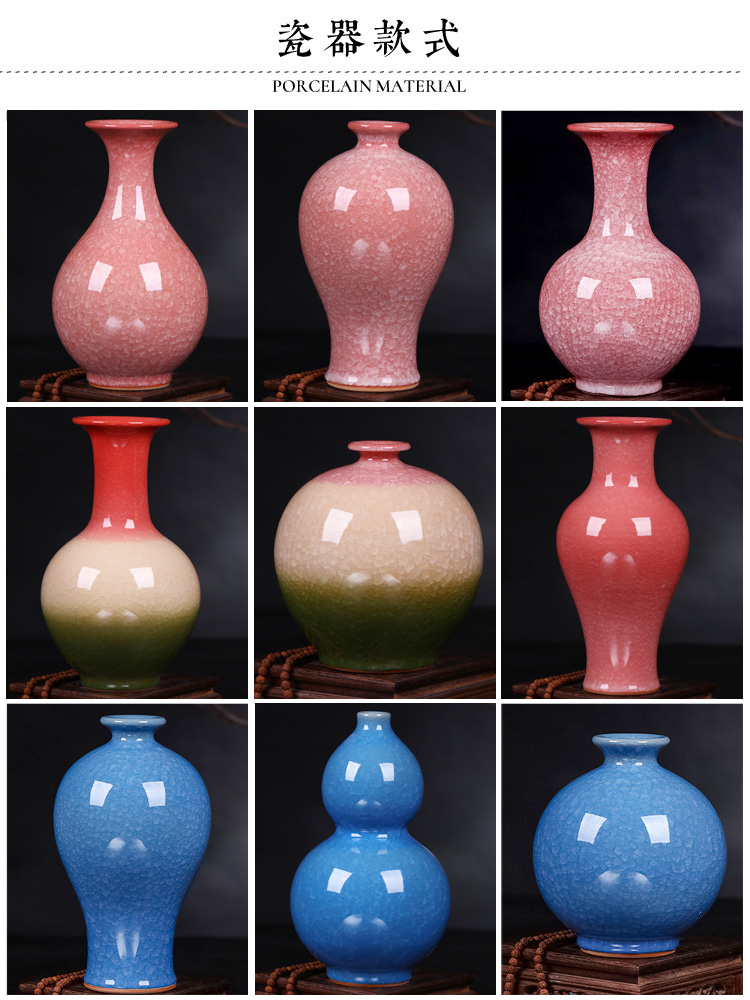 Jingdezhen porcelain ceramic vases, flower arrangement sitting room small porcelain rich ancient frame antique Chinese style household decorative furnishing articles