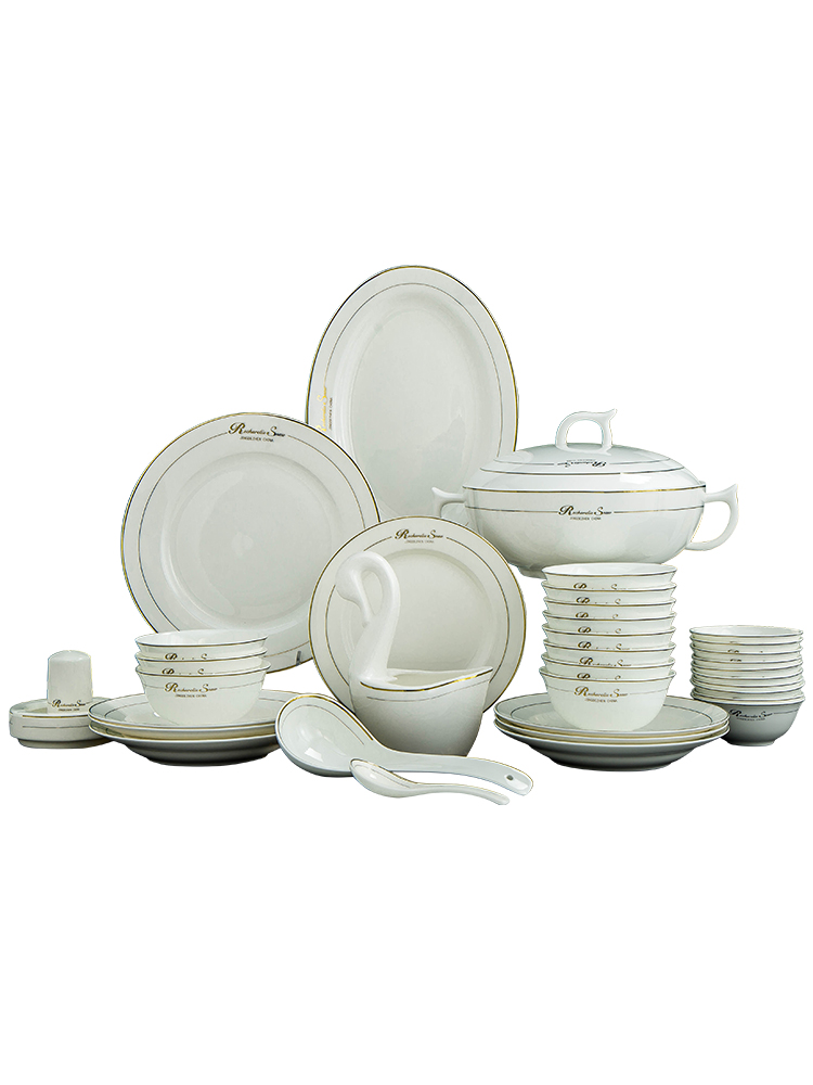 The dishes suit household European - style up phnom penh 56 skull porcelain tableware suit of jingdezhen ceramic bowl dish combination