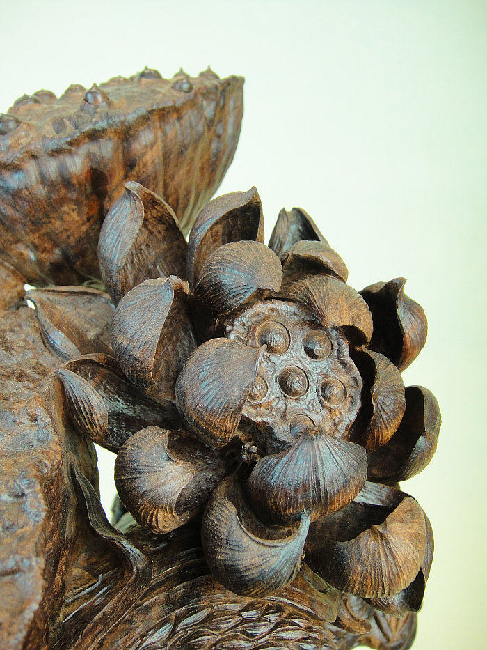 印度小叶紫檀木雕荷花莲蓬 富贵满堂一团和气开业庆典家居摆件