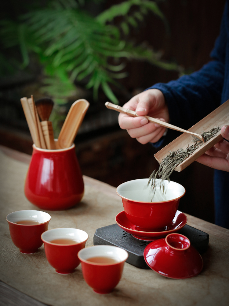 Su household ceramic tea six gentleman 's suit kung fu tea accessories ChaGa teaspoons creative furnishing articles