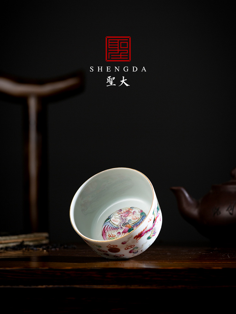 Santa teacups hand - made ceramic kung fu imitation guangxu multicoloured longfeng pattern for cup cup manual of jingdezhen tea service master