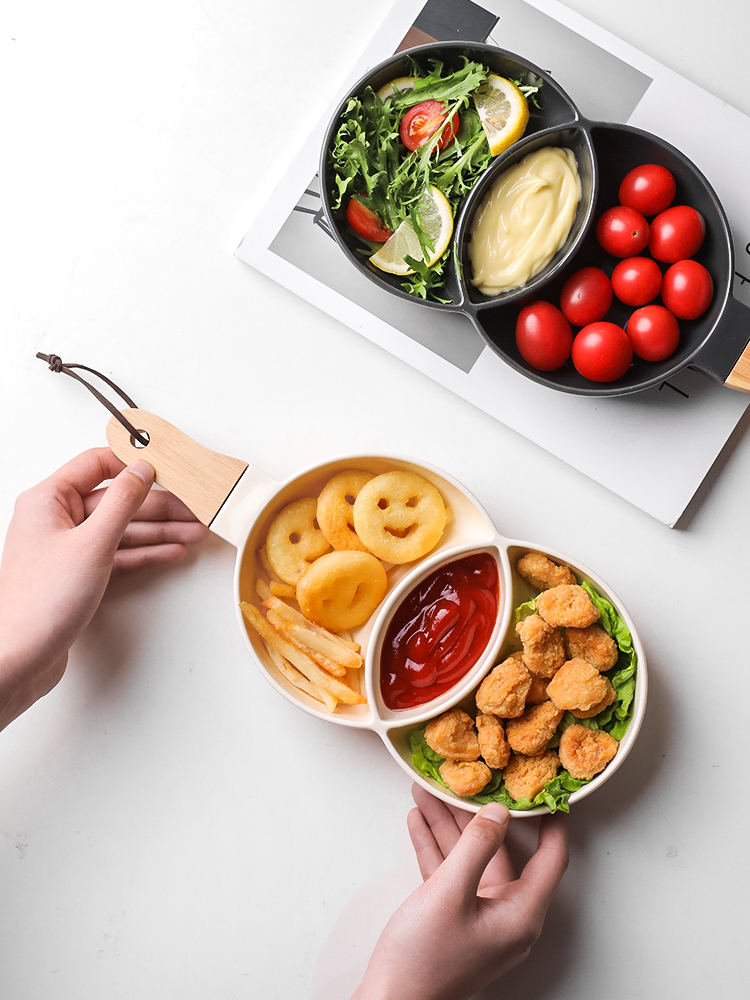 Sichuan island house have the handle frame ceramic fruit bowl of household creative snack tray snack plate tea tray snack plate