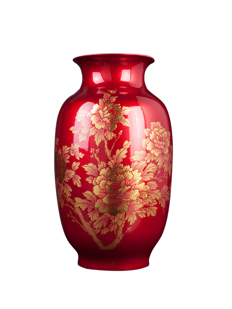 Jingdezhen ceramics red vase modern creative home dry flower arranging flowers sitting room adornment is placed a wedding gift