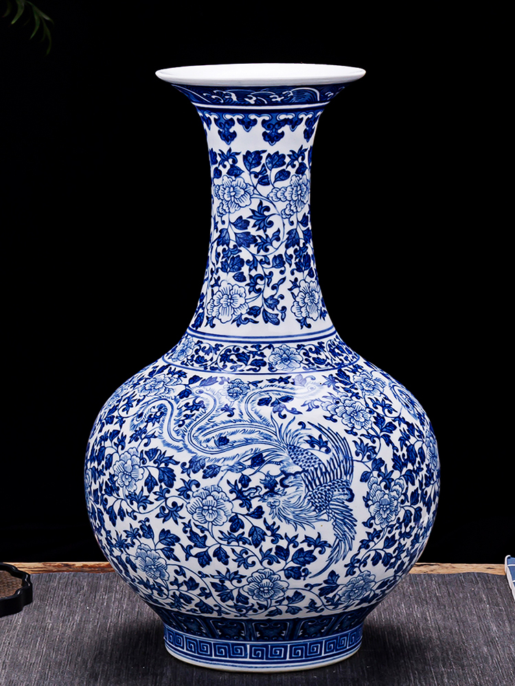 Jingdezhen ceramics archaize large blue and white porcelain vase in the sitting room of the new Chinese style household adornment TV ark, furnishing articles