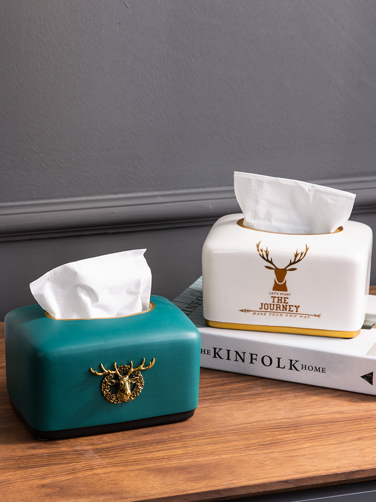 Tissue box is placed in the sitting room smoke paper napkin creative ceramic boreal Europe style table light much wind household ins paper