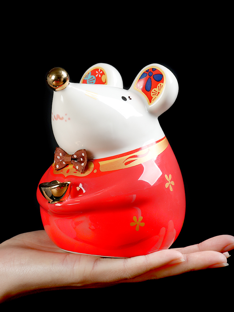 Oriental soil creative ceramic mice furnishing articles rat only into the piggy bank money box/eight party to gain