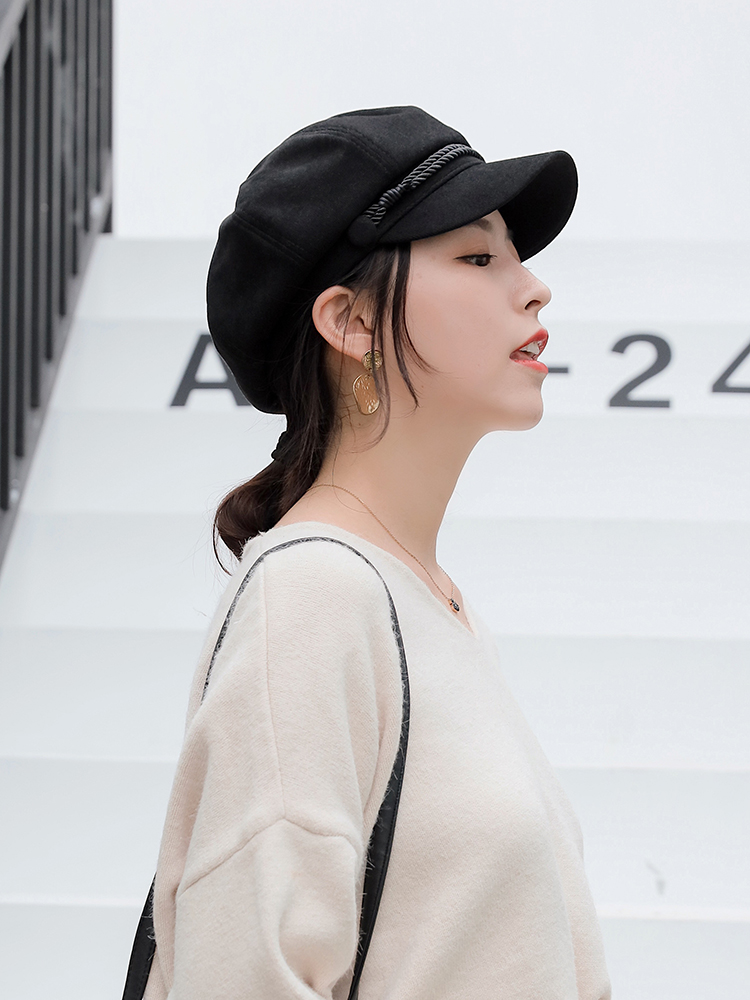 Beley hat female British retro autumn and winter Korean version of the trendy octagonal hat wild student Japanese net red bud hat