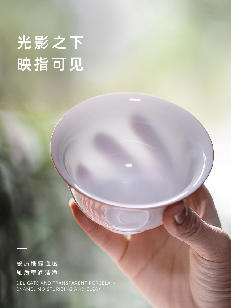 Mountain sound sweet white only three tureen jingdezhen ceramic white porcelain tea bowl of a single cup bowl is large