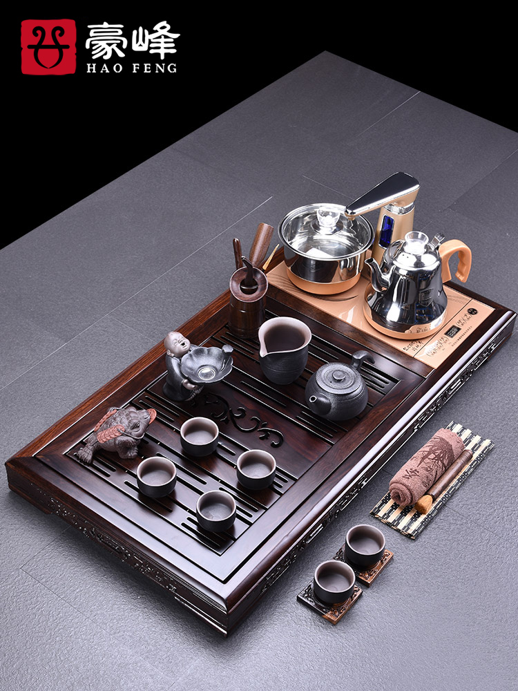 HaoFeng whole sheet of the ebony wood tea tray was purple sand tea sets of kung fu tea set suit household sharply stone tea sea