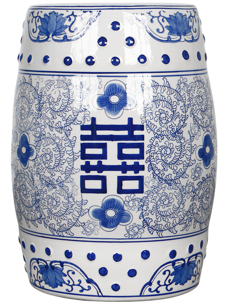 Hand - made classic elegant blue and white porcelain ceramic drum who Chinese archaize sitting room study hall what decorative furnishing articles