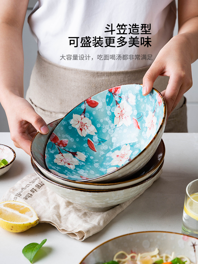 Modern Japanese housewife ceramic rainbow such as bowl bowl large bowl pull rainbow such as bowl hat to a salad bowl household mercifully bowl of noodles