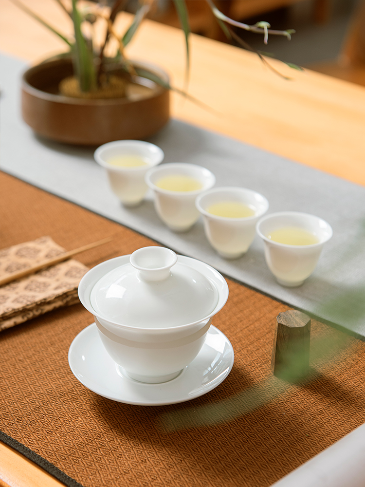 Good thing, jingdezhen manual tureen white porcelain cups kung fu tea set three tureen ceramic thin foetus to use