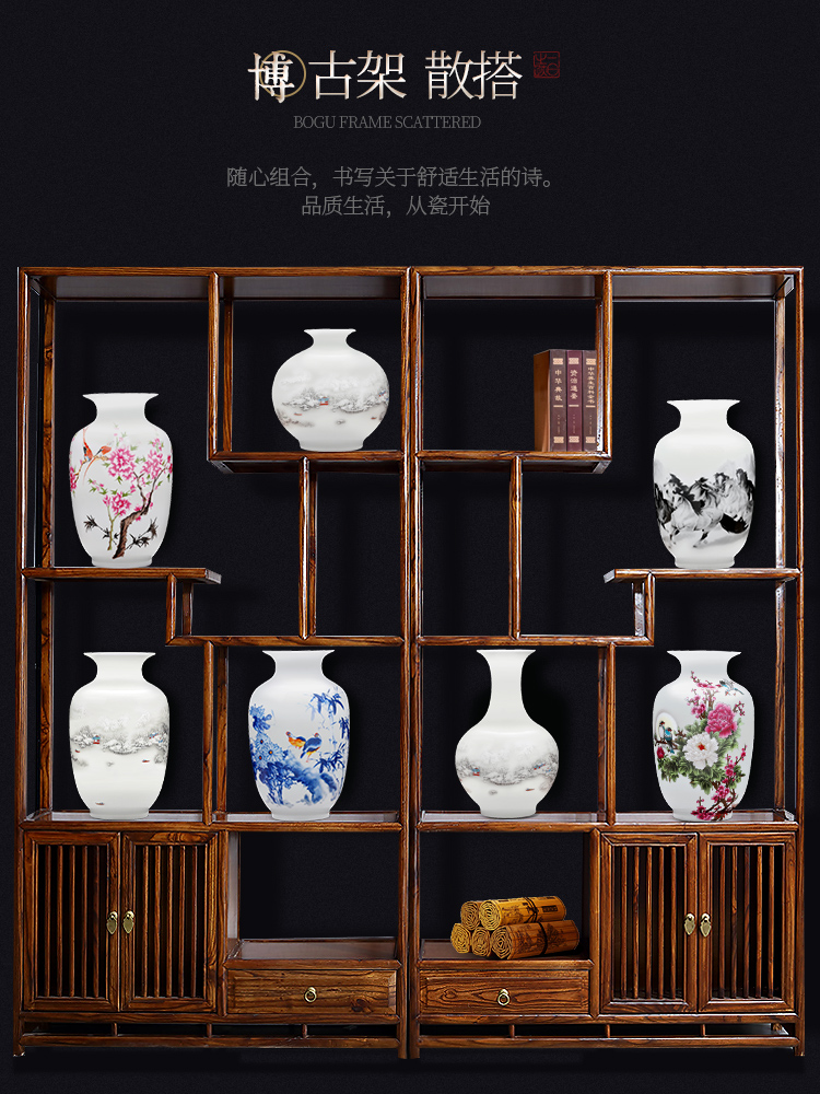 Jingdezhen ceramics floret bottle home furnishing articles dried flower arranging flowers, Chinese style living room TV cabinet handicraft