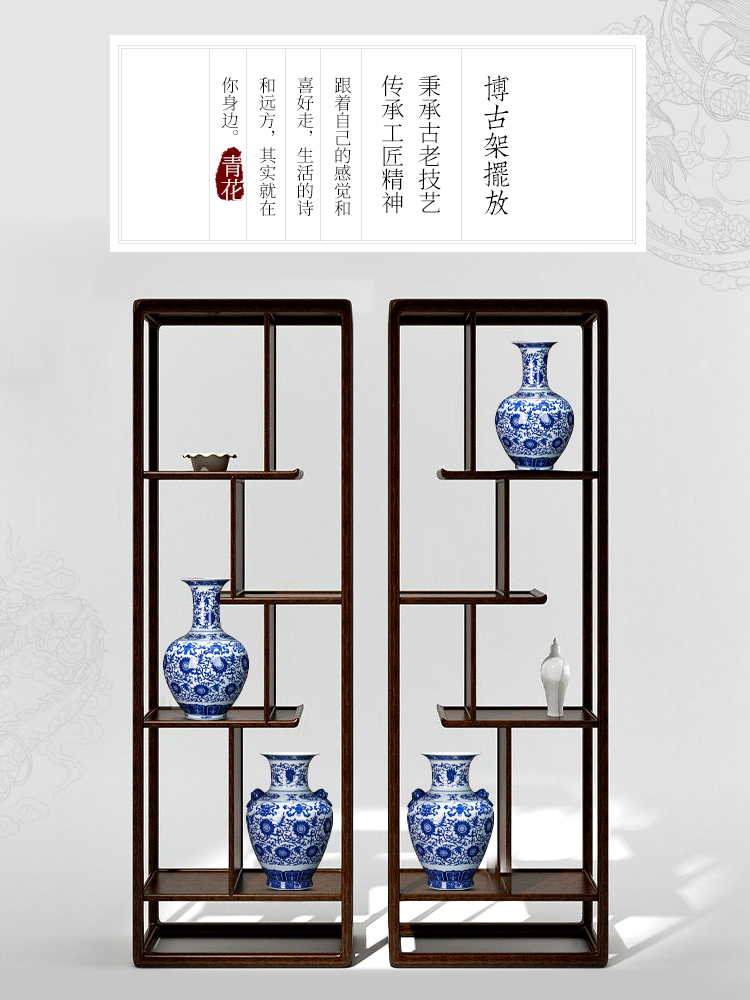 Jingdezhen ceramic of large blue and white porcelain vase Chinese antique hand - made rich ancient frame China large living room