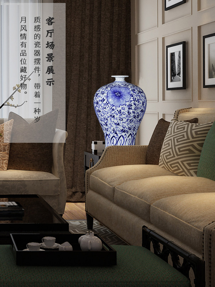 Jingdezhen ceramics pomegranate bottles of hand draw archaize up furnishing articles of Chinese blue and white porcelain vases, flower arrangement sitting room adornment