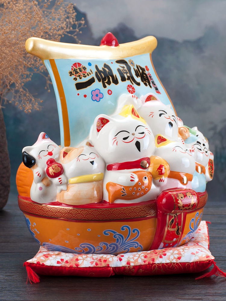 Plutus cat furnishing articles the opened store checkout large ceramic piggy bank treasure ships get rich cat home sitting room gifts