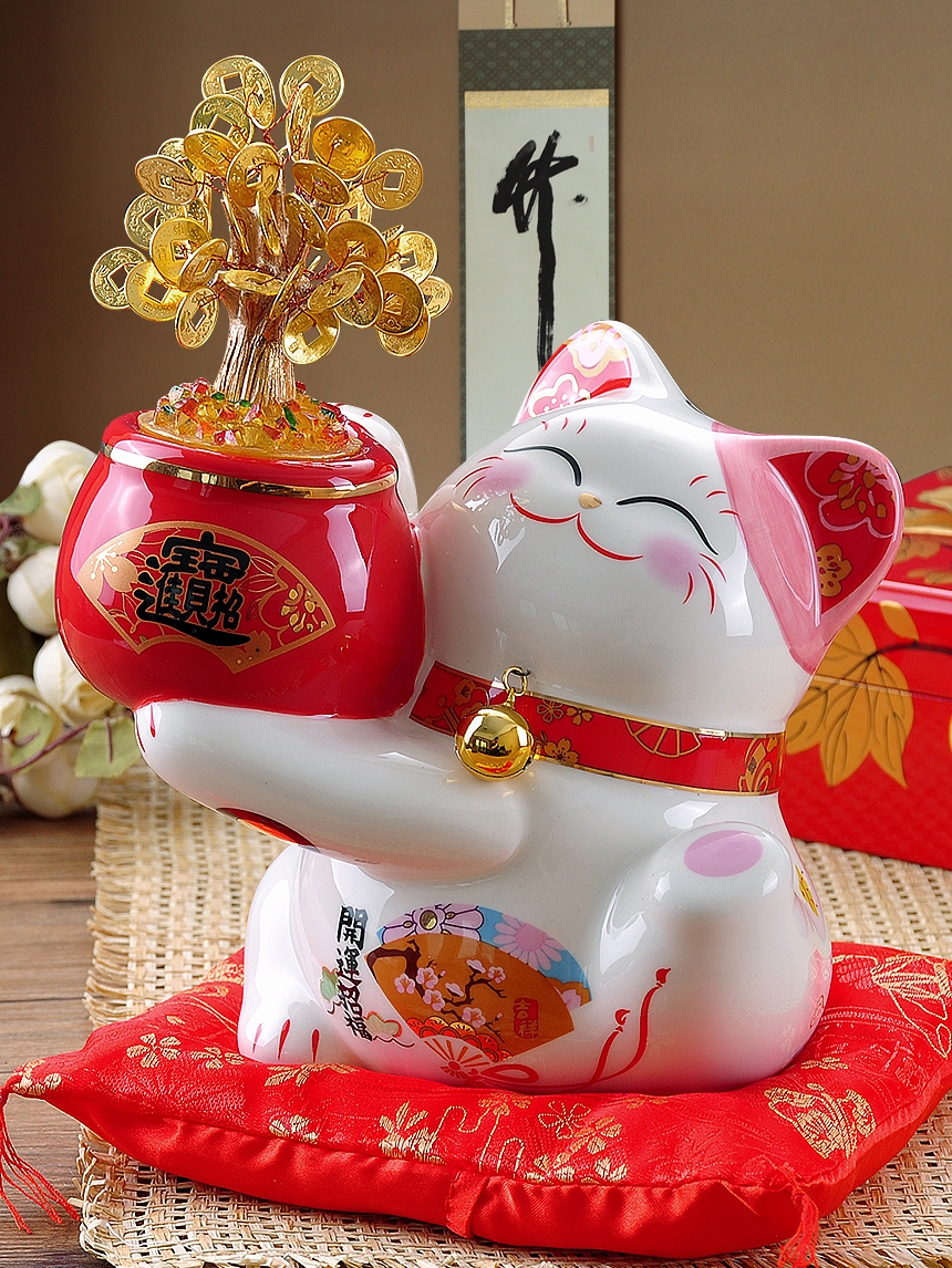 Stone workshop plutus cat furnishing articles store household wealth cash cow ceramic piggy bank piggy bank opening gifts