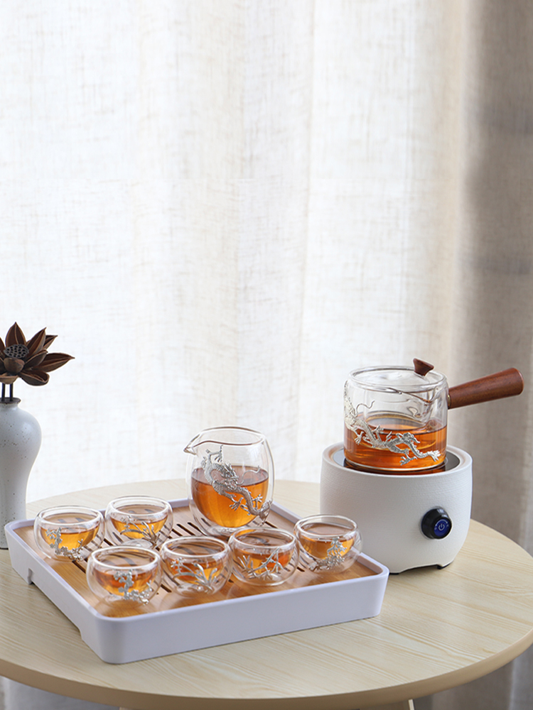 Kung fu tea set f belong creative heat - resistant glass electric TaoLu contracted household kettle bamboo cups of tea table