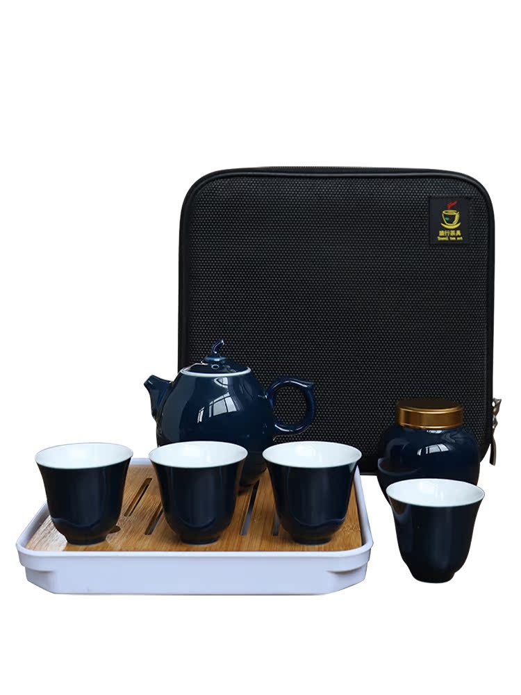 F the who travel creative kung fu tea set of household ceramic cups teapot tea tray was portable crack cup