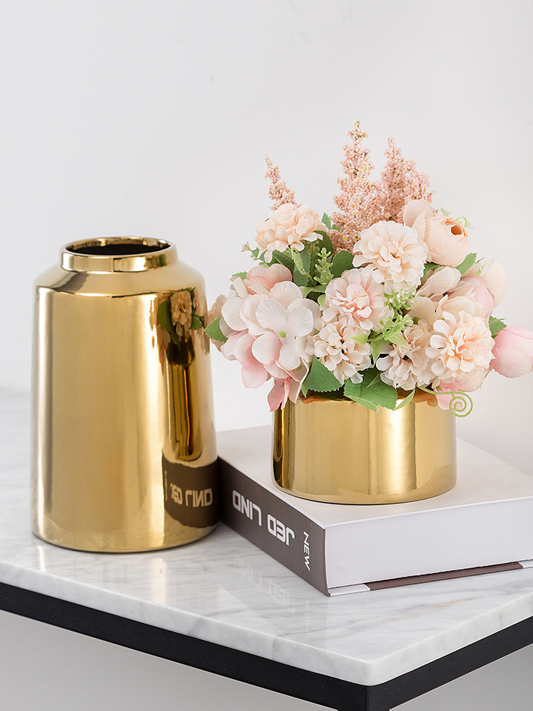 INS's brass wind aureate ceramic vase Nordic home furnishing articles dry flower brush pot flower implement I and contracted sitting room