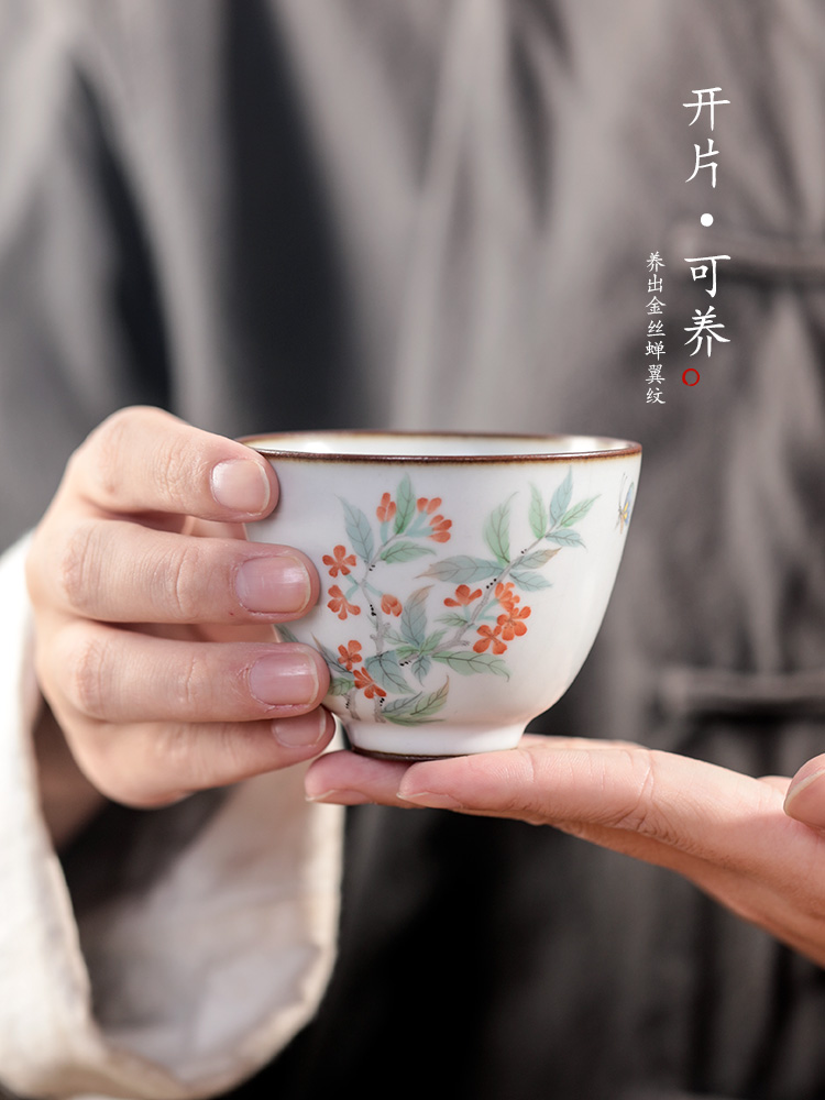 Hand - made master cup kung fu tea cups jingdezhen sample tea cup cup pure manual your up tea herbal tea light in use