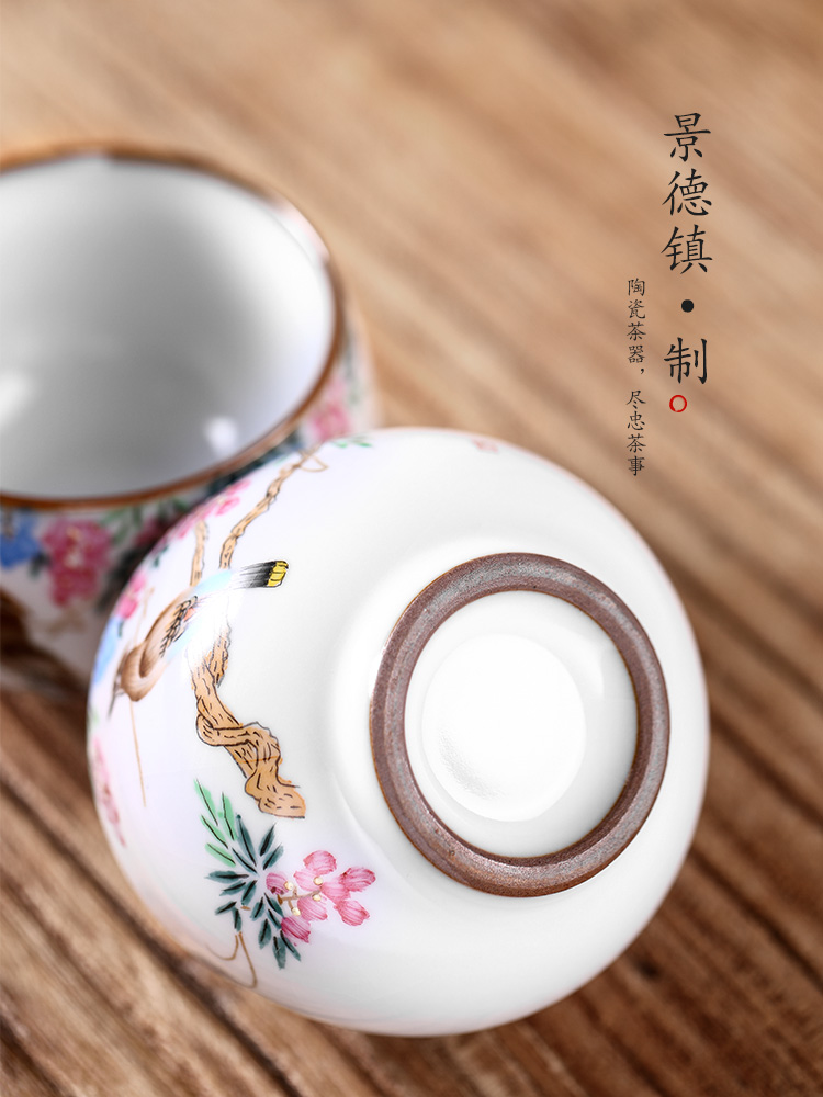 Jingdezhen hand - made ceramic tea set your up sample tea cup master cup single cup pure manual wisteria flowers and birds kung fu tea cups