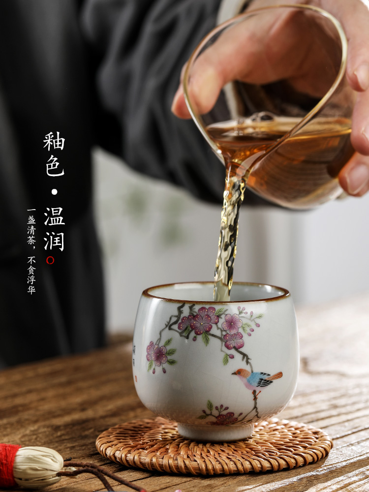 Your up kung fu master cup single cup pure manual jingdezhen ceramic cups sample tea cup tea set single hand draw flowers and birds
