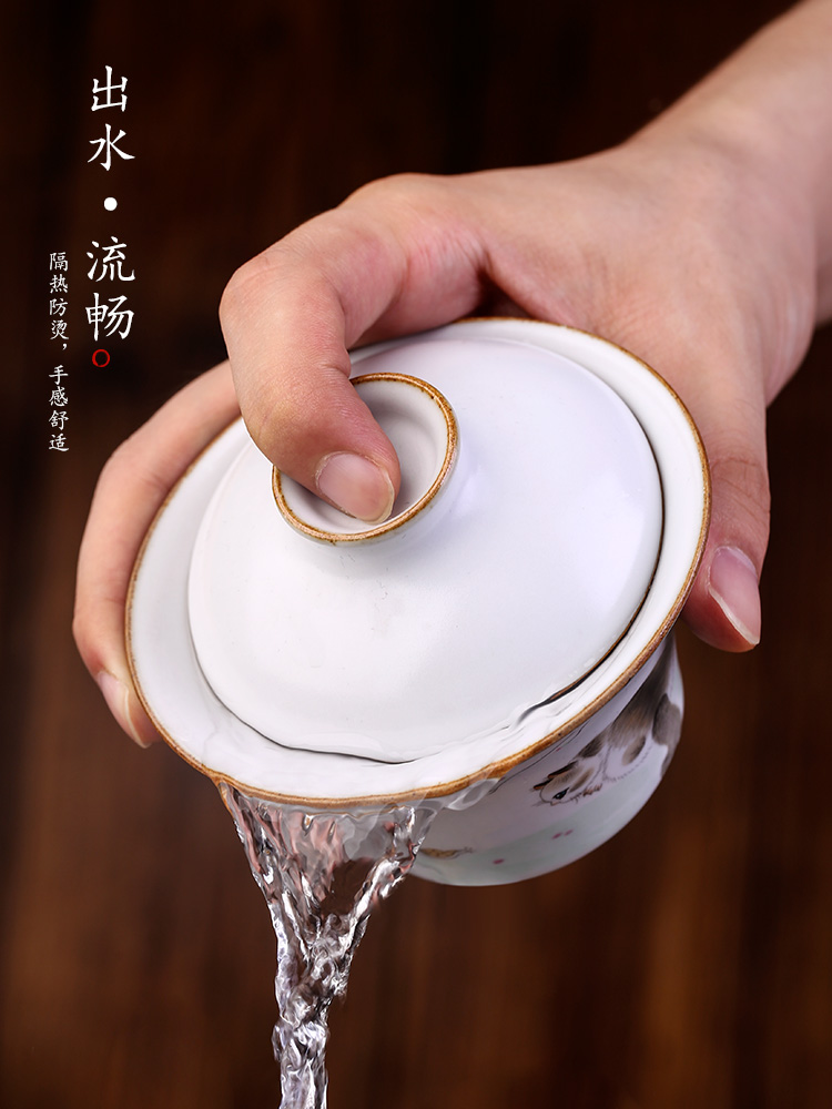 Pure manual kunfu tea your up only three tureen tea bowl not hot cups of jingdezhen hand - made tea set a large cat
