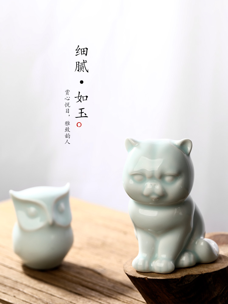 Checking out tea pet furnishing articles boutique jingdezhen ceramic tea worms shadow blue glaze goldfish in plutus cat tea accessories