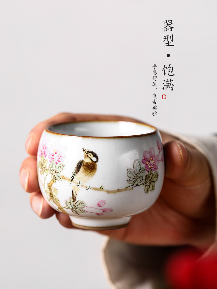 Jingdezhen Xu Jiaxing hand - made peach blossom put water point high - end master cup single CPU kung fu ceramic sample tea cup tea cups