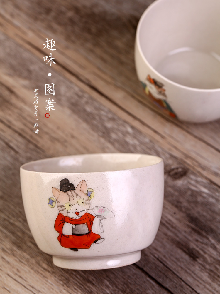 Jingdezhen ceramic individual plant ash glaze hand - made of cup sample tea cup masters cup female cats kung fu tea cups