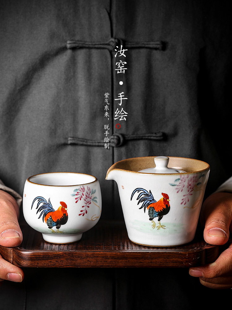 Tureen tea cups large kunfu tea hand grasp chicken pot of hot tea sets jingdezhen your up prevention hand - made single tea