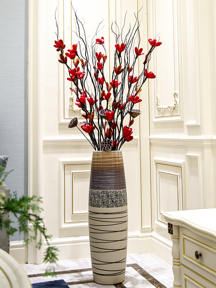 European I and contracted sitting room ceramic floor large vase household soft adornment ornament flower, flower art furnishing articles