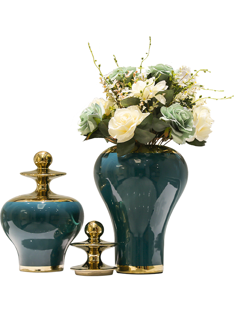 Jingdezhen light general key-2 luxury wind modern creative ceramic pot vase simulation model TV ark is placed between the flower decoration