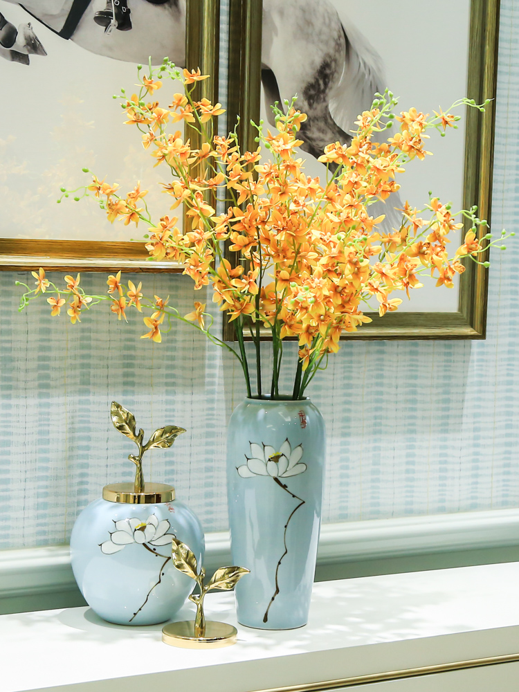 Mesa of I and contracted fashion decorative vase of new Chinese style ceramic flower TV ark place flower implement table decoration