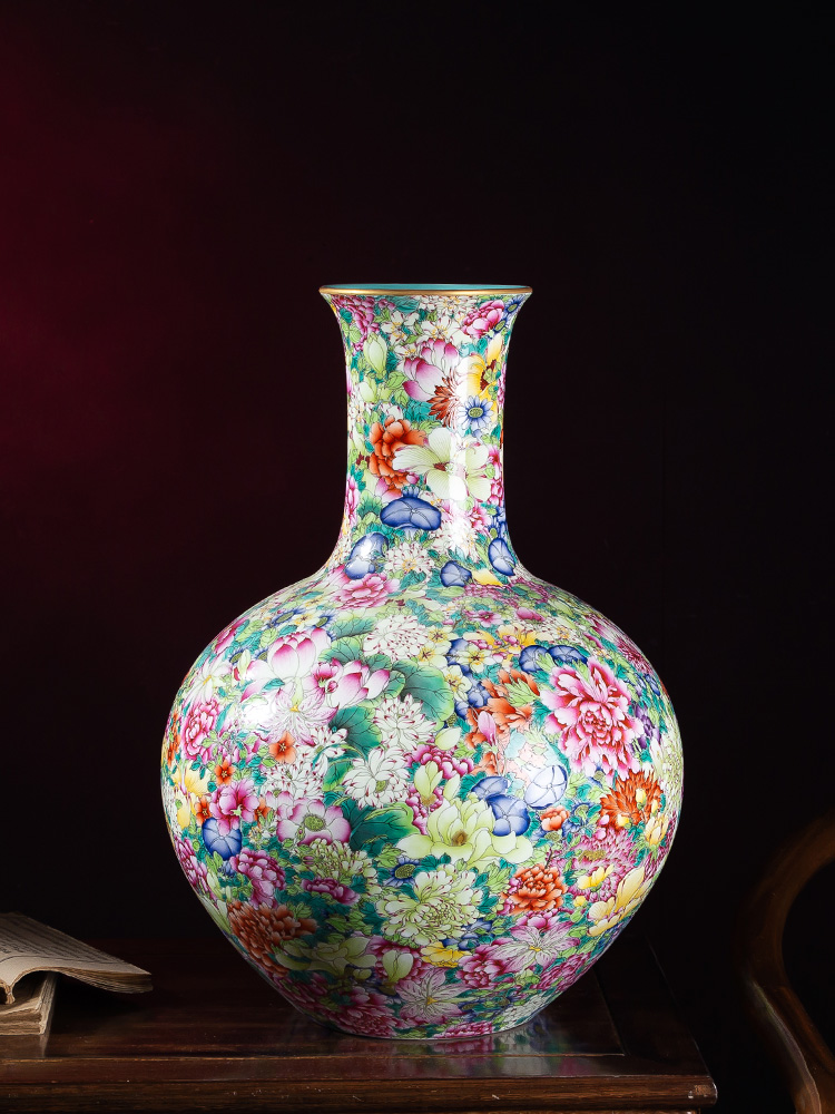 Jia lage jingdezhen ceramic vase YangShiQi landing after carved the qing qianlong enamel bottle of flower is not be born