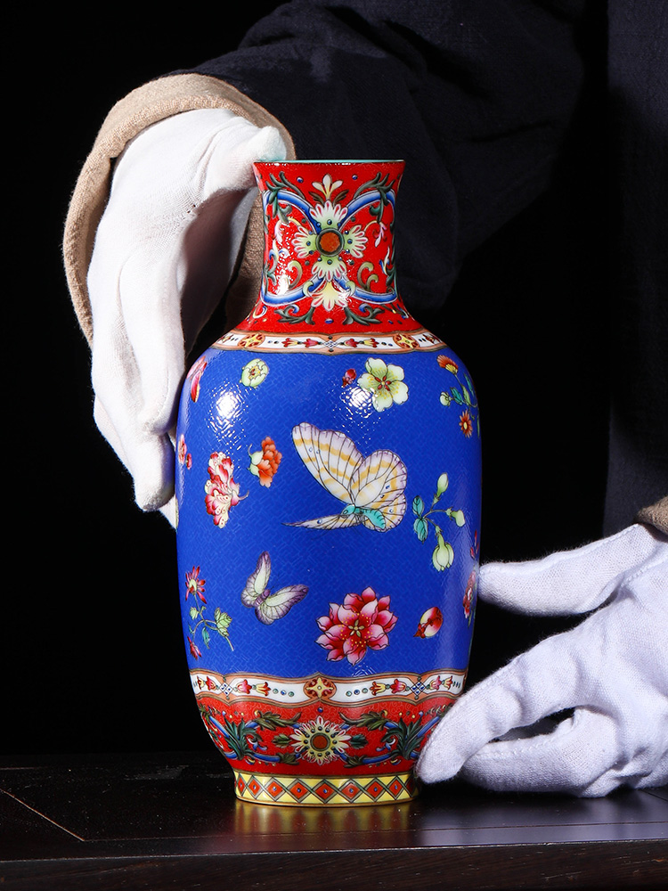 Jia lage jingdezhen Chinese style home furnishing articles YangShiQi up classic colored enamel ten treasure porcelain vase