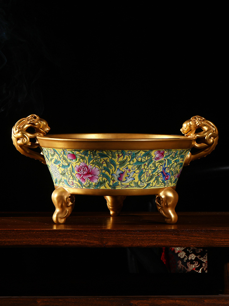 Jia lage jingdezhen ceramic furnishing articles YangShiQi hand - made to plated with gold yellow cornucopia of feng shui furnishing articles at home