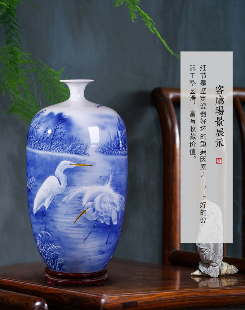 The Master of jingdezhen ceramics hand - made of blue and white porcelain vase sitting room home decoration collection handicraft furnishing articles