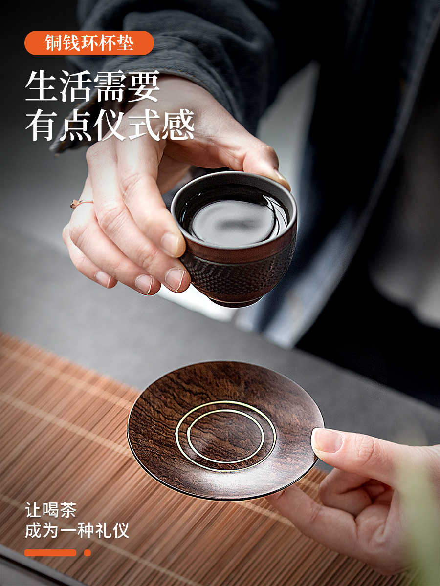Evan ceramic ebony wood mat cup mat creative tea saucer insulation cup tea accessories saucer